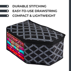 Heart Home Blouse Cover | Clothes Storage Bag | Zipper Wardrobe Organizers | Non-Woven Clothes Organiser | Side Transparent Blouse Organizer | Check-Design | Pack of 12 | Black