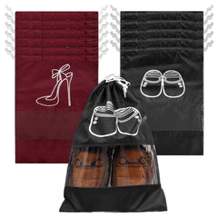 Heart Home Shoe Cover | Travel Shoe Storage Bags | Polyester Storage Bags | Drawstring Shoe Cover | Clear Transparent Shoe Storage Organizer | Pack of 12 | Multi