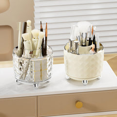 Kuber Industries Pack of 3 Multipurpose Storage Holder | Decorative Crystal Finish Stylish Look | Makeup Brush Holder | Desk Storage Container | YM.6698TS | Transparency Silver