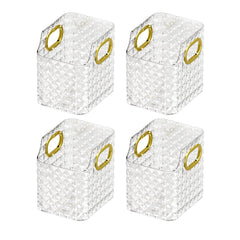 Kuber Industries Pack of 4 Makeup Desk Organizer | Diamond Cut Glass Finishing ABS | Multipurpose Cosmetic Organiser | Large capacity | Skin Care Products Holder for Dressing Table | Transparent