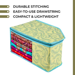 Heart Home Blouse Cover | Clothes Storage Bag | Zipper Wardrobe Organizers | Non-Woven Clothes Organiser | Side Transparent Blouse Organizer | Leaf-Design | Pack of 9 | Green