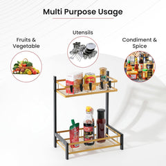 Kuber Industries 2-Layer Dish Drying Rack|Storage Rack for Kitchen Counter|Drainboard & Cutting Board Holder|Premium Utensils Basket Pack of 4 (Black & Gold)