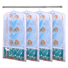 Heart Home Hanging Saree Cover | Brush Painting Pattern Saree Cover | Non-Woven Saree Covers for Home | Saree Cover with Small Transparent view | Pack of 6 | Peach