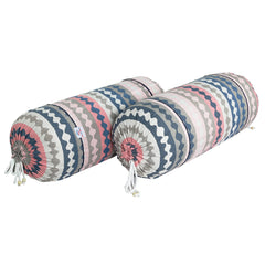 Heart Home Bolster Covers | Soft Cotton Bolster Cover Set | Diwan Round Bolster Pillow Covers | Zig Zag Design Roll Masand Cover | 16x32 Inch | Pack of 2 | Multicolor