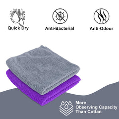 Kuber Industries Microber Cleaning Cloth (40cmX60cm) 400 GSM - Super Absorbent, Quick-Dry, Lint & Scratch Free | Multipurpose Wash Cloth for Kitchen, Window, Cars, SS | Grey-Purple (Pack of 2)