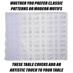 Heart Home Table Cover | PVC Dining Table Cover | Table Cloth | Center Table Cover | Table Cover for Kitchen Table | Self Check Table Cover for Hall Décor | 54 Inch | White