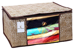 Kuber Industries Flower Design 12 Piece Non Woven Saree Cover, Large, Golden Brown - CTKTC0015238