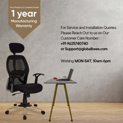 Kuber Industries Ergonomic Revolving Office Chairs for Work From Home | Comes with Manual Height Adjustable & Armrest Support | Comfy Study Chair for Students with Wheels | Black