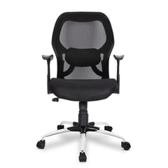 Kuber Industries Ergonomic Revolving Office Chairs for Work From Home | Comes with Manual Height Adjustable, Armrest Support | Comfy Study Chair for Students with Wheels | Black & Beige Seat