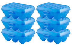 Heart Home Portable Food Grade Plastic Egg Holder/Storage Box For 6 Pieces Egg- Pack of 6 (Blue)-46HH0405