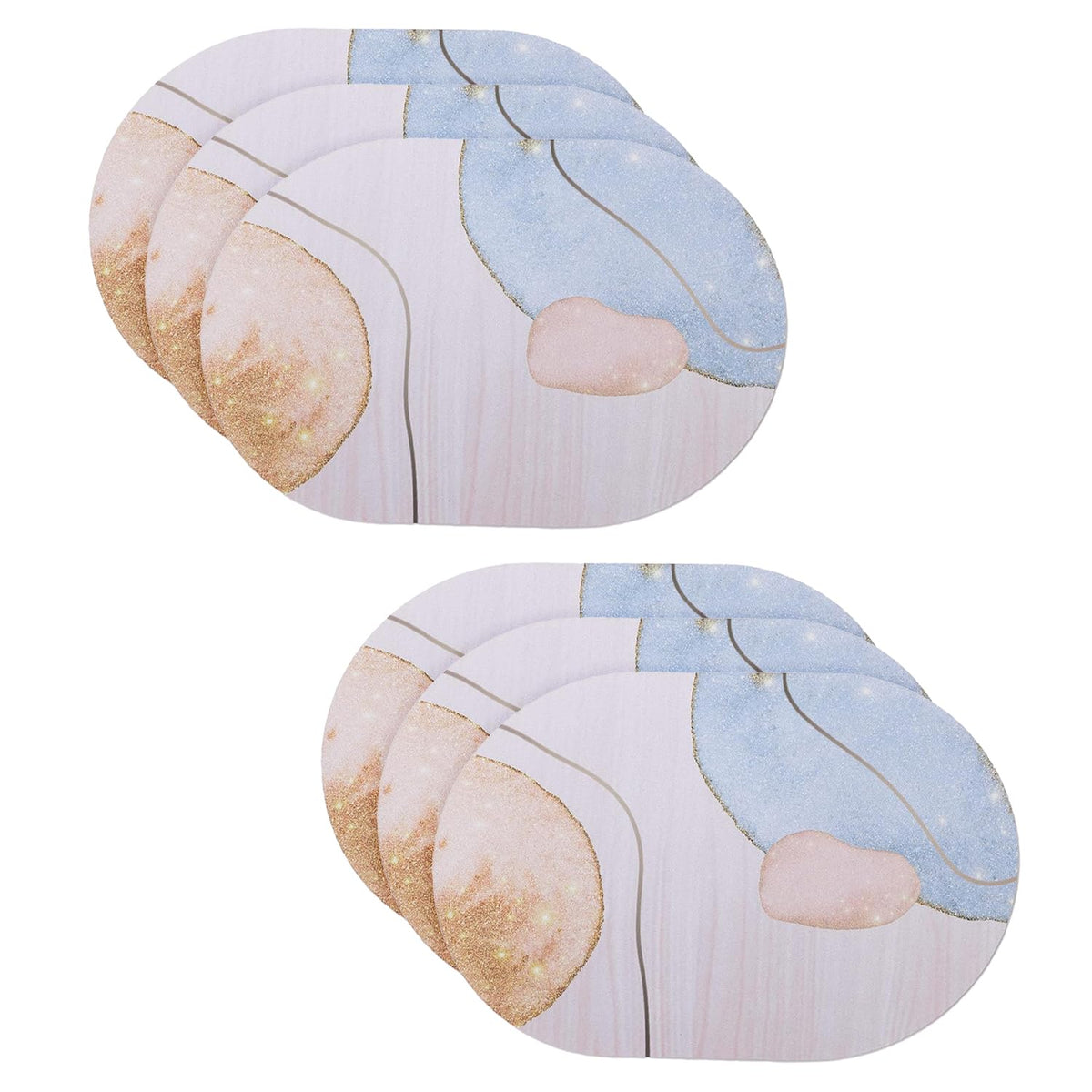 Kuber Industries Bath Mat | PVC Bathroom Mat | Shower Bath Mat | Floor Tub Mat | Diatom Mud Oval Mat | Anti-Skid Shower Bathroom Mat | CF-220813 |Pack of 6| Multi