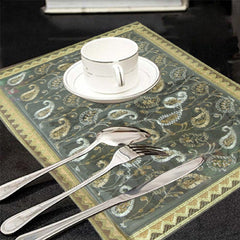 Kuber Industries Laminated Patch Design PVC 6 Piece Dining Table Place Mat Set - Gold