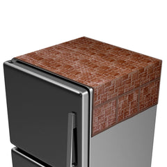 Kuber Industries Fridge Top Cover | Fridge Top Cover with Pockets | Refrigerator Top Cover for Kitchen | Fridge Top Cover with 6 Utility Pockets | New Check Fridge Cover | Brown