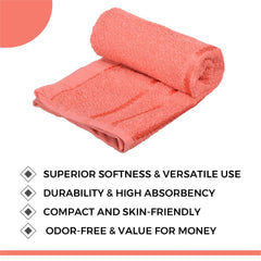Heart Home Face Towel | Towels for Facewash | Towels for Gym | Facewash for Travel | Towels for Daily use | Workout Hand Towel | Lining Design | 14x21 Inch | Pack of 2 | Orange