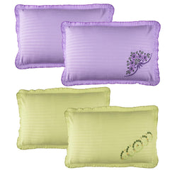 Heart Home Pillow Cover | Cotton Pillow Cover Set | Cushion Pillow Cover Set | Premium Pillow Cover Set for Bedroom | Lining Frill Pillow Cover Set | 4 Piece Set | Multi