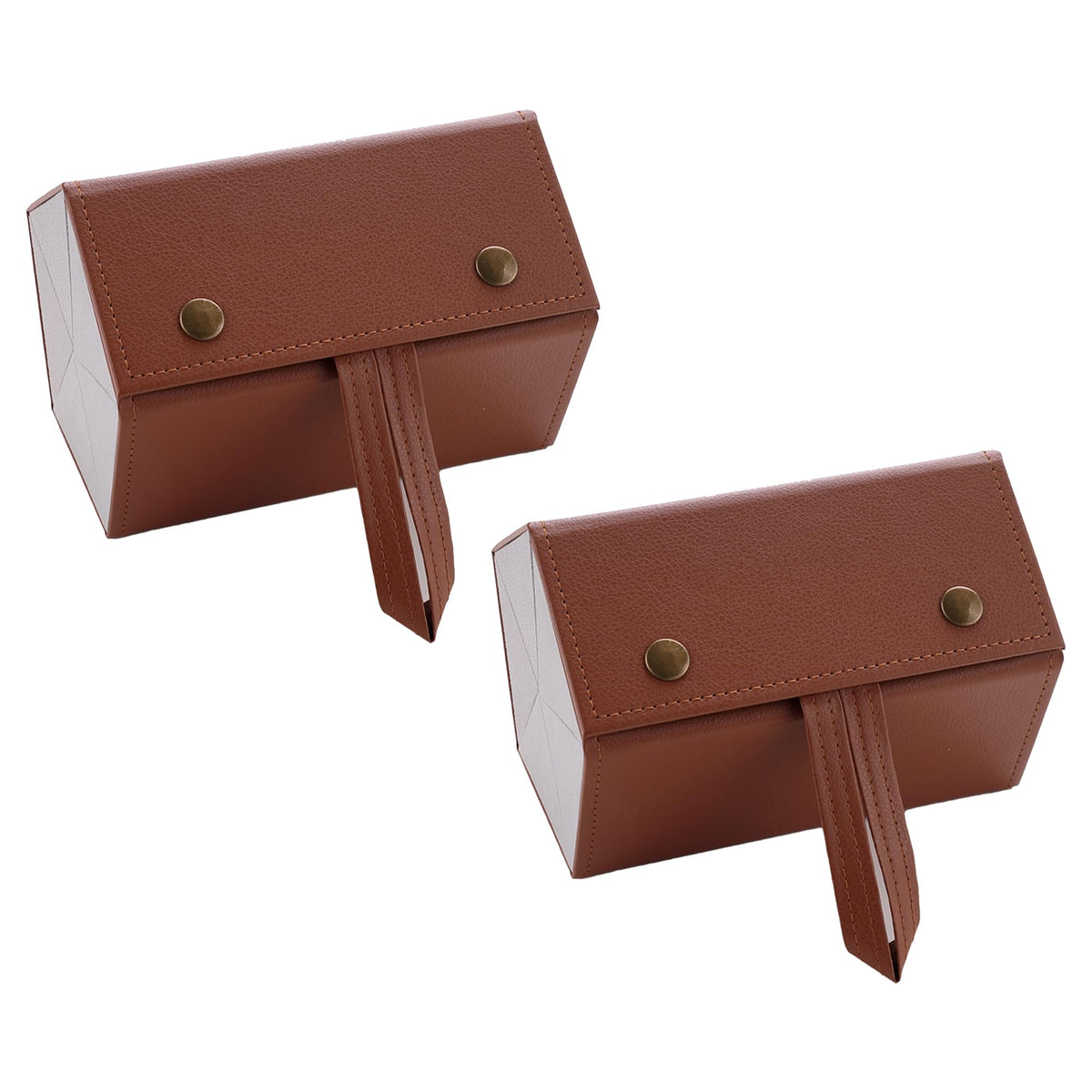 Kuber Industries 5 Slots Sunglasses Organizer | Hanging And Foldable Eyeglasses Case | Eyewear Display Containers For Women And Men | PU Leather Goggles Organizer Box Case | Brown | Pack of 2