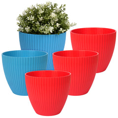 Heart Home Flower Pot | Flower Planter Pots for Indoor | Flower Pots for Outdoor | Pot for Garden & Balcony Flowering | Flower Plants Pot | Mega Flower Pot | 6 Inch | Pack of 5 | Multi