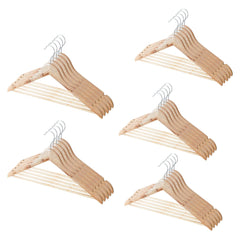 Kuber IndustriesWooden Cloth Hanger Set of 25 With Chromed Plated Steel Hook|Natural|