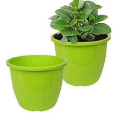 Heart Home Flower Pot | Flower Pots for Indoor & Outdoor | Plastic Pot for Gardening | Planter for Flower | Balcony Flower Pot with Drain Holes | Duro Flower Pot | 6 Inch | Pack of 2 | Green