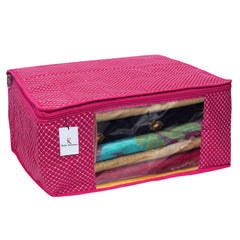 Kuber Industries Hathkadi 4 Piece Cotton Saree Cover, Pink