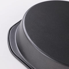 Kuber Industries 8 inch Non-Stick Cake Pan for Baking|Round Shape Cake Baking Mold|Side Handles-Pack of 4 (Black)