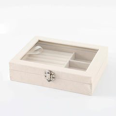 Homestic Pack of 1 Velvet Jewelry Box Organizer | Jewelry Storage Box | Jewelry Organizer | Showcase Holder Dresser Organizer for Earring Necklace Bracelet Ring | YXX-018 | White