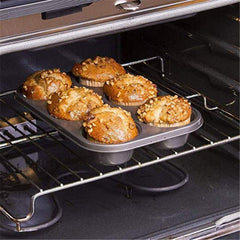 Kuber Industries 6 Slots Non-Stick Cup Cake Tray|Cup Cake Mould for Baking|Idol for Muffin, Small Cake-Pack of 4 (Black)