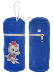 Heart Home Cartoon Printed Soft Velvet Stretchable Baby Feeding Bottle Cover With Easy to Hold Strap, Pack of 2 (Blue)