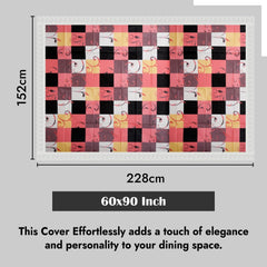 Heart Home Dining Table Cover | PVC Table Cloth Cover | 6-Seater Table Cloth | Table Protector Cover | Table Cover for Dining Table | Check Print Table Cover | 60x90 Inch | DTC | Multi