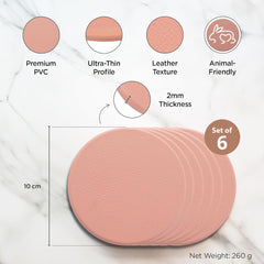 Kuber Industries 24 Pcs Anti-Skid Tea Coaster for Hot Pots | Round Tea Cup & Water Glass Cover Top Lid for Teapoy & Center Table - Peach