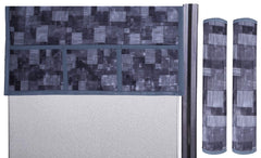 Kuber Industries 3D Checkered Design PVC 1 Piece Fridge Top Cover and 2 Piece Handle Cover (Grey) - CTKTC39709