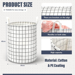 Kuber Industries Foldable Storage Basket|Round Toy Storage Bin|Side Grab Handle|Wardrobe, Closet Organizer (White) (Pack of 4)