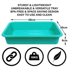 Kuber Industries Storage Tray|Versatile Plastic Storage Organizer|Rectangular Tray for Kitchen Storage|Storage Tray for office|Exel Tray 555|Pack of 3 (Green)