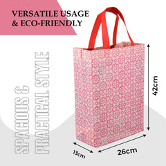 Heart Home Shopping Handbag | Grocery Handbag | Shopping Bag | Grocery Shopping Bag | Reusable Shopping Bags | Vegetable Bag | Star-Print Carry Bag | Pack of 9 | Pink