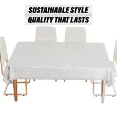 Heart Home Table Cover | Polyvinyl Dining Table Cloth Cover | Center Table Cover | Table Cover for Kitchen Table | Lining Table Cover for Hall Décor | 54x84 Inch | Silver