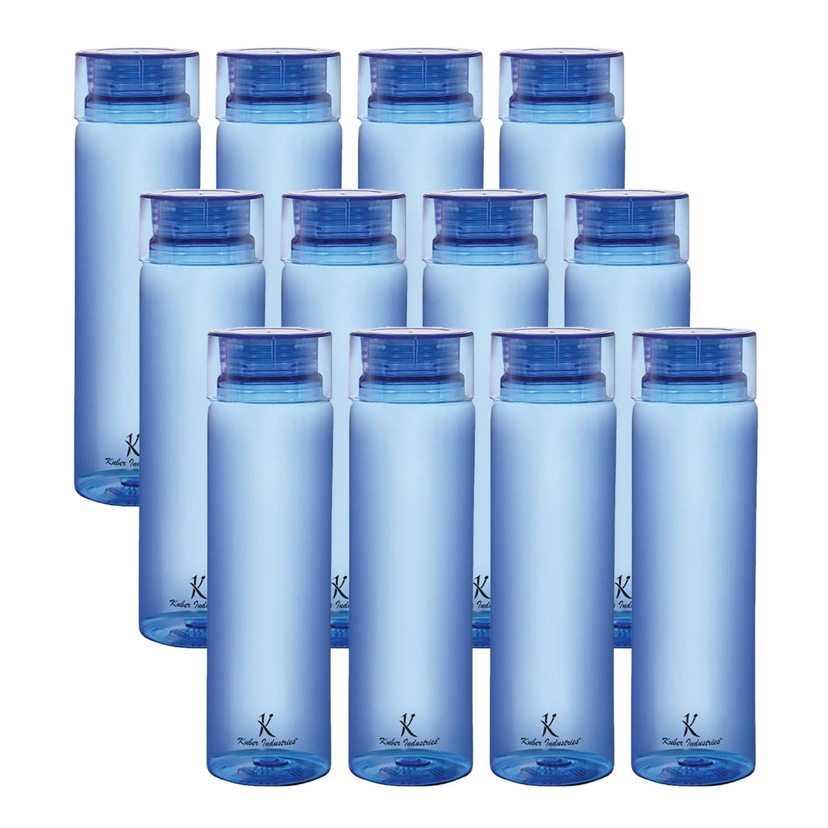 Kuber Industries BPA Free Plastic Water Bottles | Breakproof, Leakproof, Food Grade PET Bottles | Water Bottle for Kids & Adults | Plastic Bottle Set of 4 |Blue (Pack of 3)