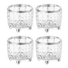 Kuber Industries Pack of 4 Multipurpose Storage Holder | Decorative Crystal Finish Stylish Look | Makeup Brush Holder | Desk Storage Container | YM.6698TS | Transparency Silver