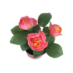 Kuber Industries Artificial Plants for Home Décor|Natural Looking Indoor Fake Plants with Pot|Artificial Flowers for Decoration-Pack of 4 (Pink)