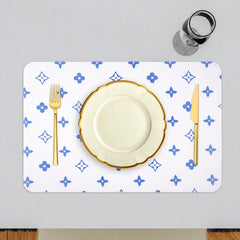 Heart Home Placemat | Placemats for Dining Room | Anti-Slip Table Mat Set | Placemats for Kitchen Table | Dining Table Placemats | Blue Star-Design Placemat | 6 Piece Set | White