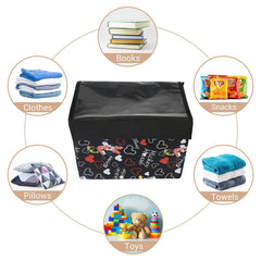 Kuber Industries Disney Minnie Storage Box|Non-Woven Foldable Small Storage Organizer for Toys|Cloths with Transparent Lid & Handle|Pack of 3 (Black)