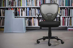 Kuber Industries Ergonomic Office Chairs for Work From Home | Comes with Manual Height Adjustable, Armrest & 2D Lumbar Support | Comfy Study Chair for Students with Wheels | Black