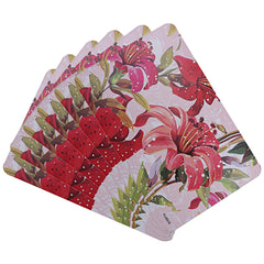 Kuber Industries Flower Design PVC 6 Pieces Dining Table Placemat Set (Pink, Ctktc13698, Standard, Polyvinyl Chloride)