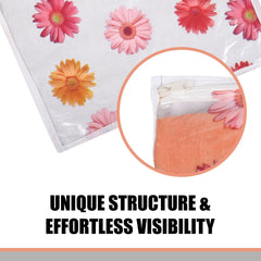 Heart Home Saree Cover | Clothes Storage Bag | Single Packing Saree with Zip Closure | Wardrobe Organizer | Cloth Stoarge Organizer | Flower Design | Pack of 6 | Assorted