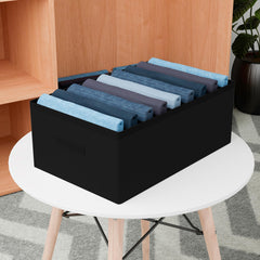 Heart Home Trouser Box | Wardrobe Organizer | Clothes Organizer | Storage Box for Pants-Shirt-Sweaters-Bra Panty-Socks | 9-Grid Closet Organizer | Plain | Large | Black