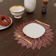 Heart Home Placemat | Placemats for Dining Room | Designer Table Mat Set | Placemats for Kitchen Table | Side Table Placemats | Round Flower Placemat | 4 Piece Set | Copper