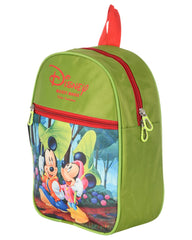 Kuber Industries Mickey & Minnie Print Rexine Lightweight, Portable School Bag, Backpack, Bookbag For Kids Pack of 2 (Green)