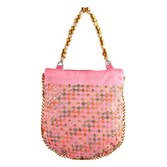Heart Home Potli | Silk Wedding Potli | Wallet Potli | Christmas Gift Potli | Baby Shower Potli | Traditional Embroidery Potli | Shagun Potli | Double Handle Zip-Potli | Pink