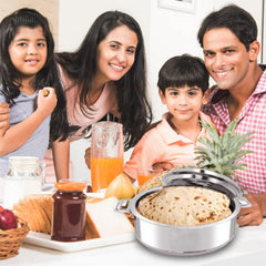 Kuber Industries Stainless Steel Casserole/Chapati Box|2000 ML Chapati Box with Easy Lock Mechanism|Garam Puri & Roti Hot Box|Double Walled Heat Retention for Upto 8 hrs|Heavy Duty Gauge (Pack of 6)