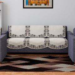 Heart Home Sofa Cover | 3 Seater Sofa Slip Cover Set | Digital Painting Sofa Cover | SUEDE Ultra Sonic Couch Cover | Sofa Slipcover Set Living Room | Cream