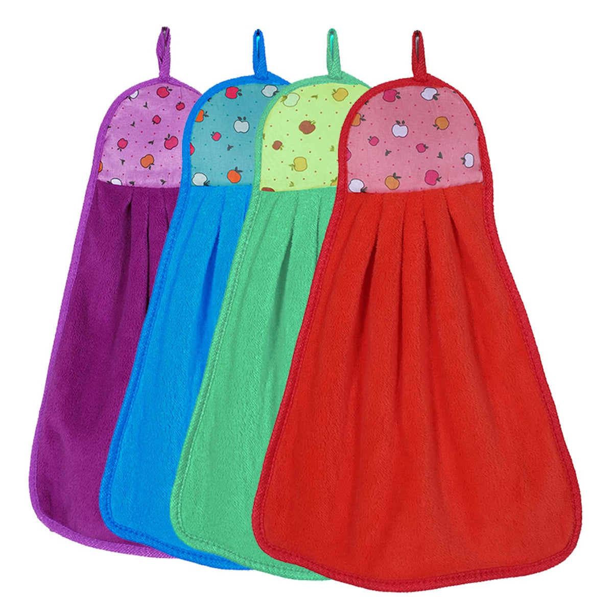 Heart Home Soft Cotton Super Absorbent Hanging Napkin|Hand Towel for Washbasin & Kitchen,Pack of 4,(Assorted)